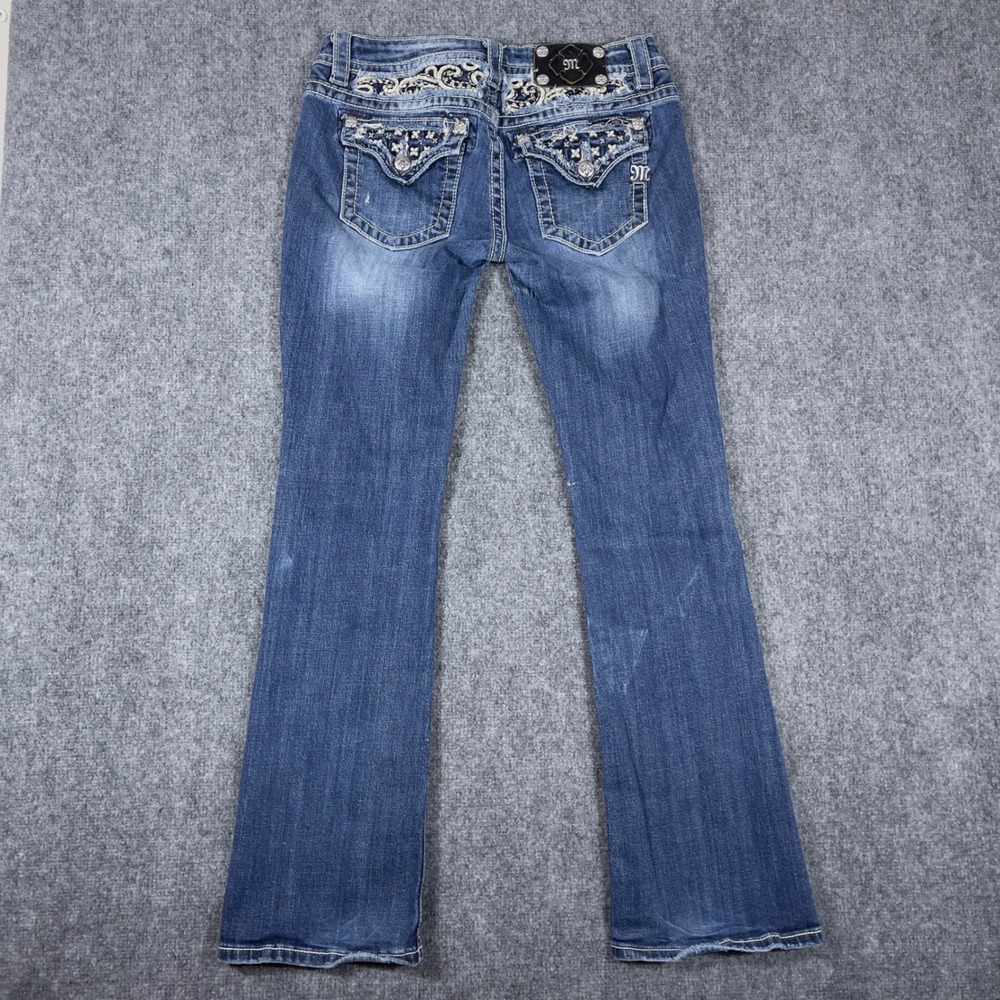 Miss Me Signature Bootcut Jeans Women 29 Blue Embellished Rhinestone